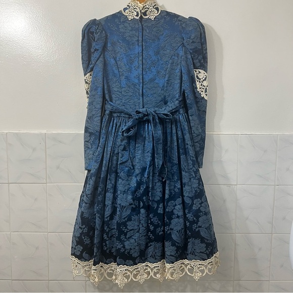 Jessica McClintock Dress 80s XXS Velvet Dark Romantic Fairy Grunge Whimsigoth - Picture 7 of 11